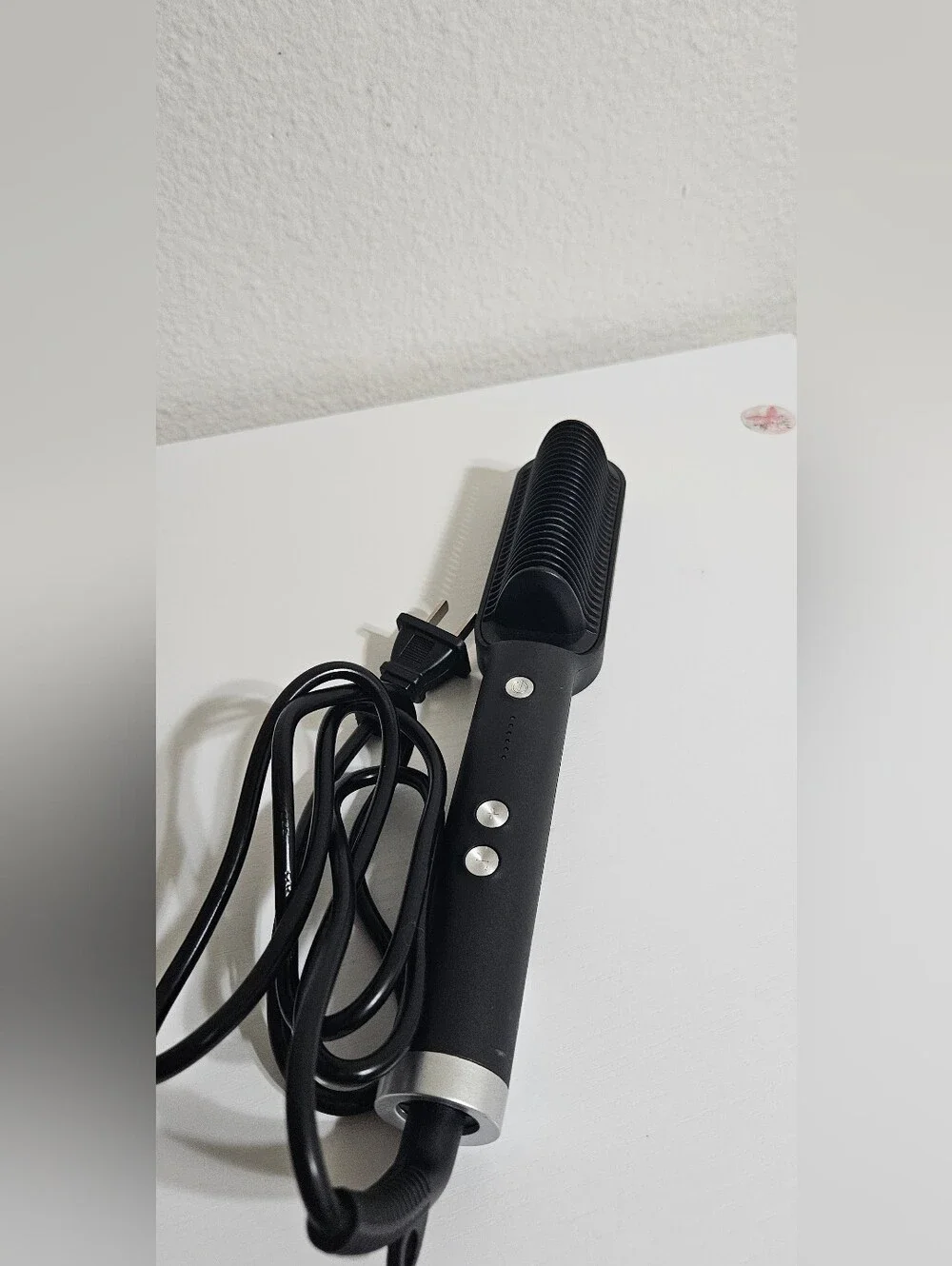 Black Heated Hair Styling Brush with Protective Glove